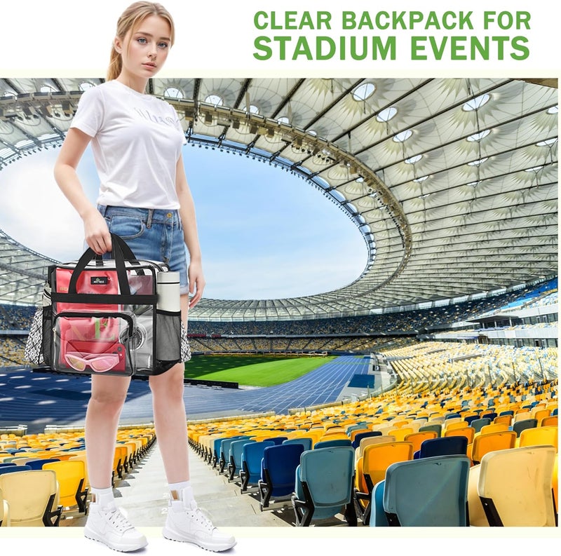MAYTREE Clear Bag for Stadium Events, 12x6x12 Clear Tote Bag with Removable Strap, Transparent Bag for Concert Sports Festival, White Block-Strap - Image 2